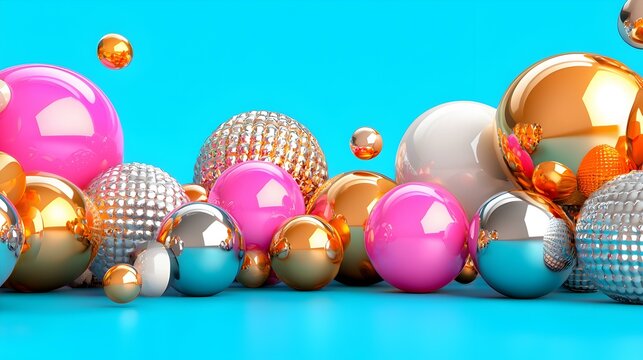 Abstract 3D Rendering of Vibrant Cubes and Spheres with Striking Color Contrast