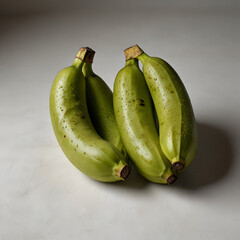 Trio Unripe Green Bananas