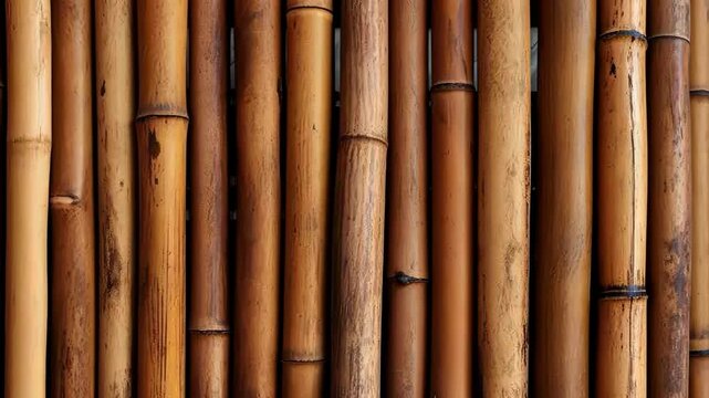 Bamboo wooden tubes fence texture background, resembling a rustic wood wall, Ai Generated.