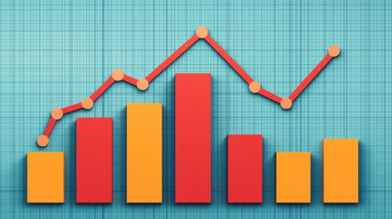 Obraz premium bullish projection forecast performance. Colorful financial charts showing bullish trend projection