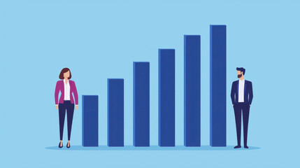 bullish projection forecast performance. Increasing financial growth with upward bars and