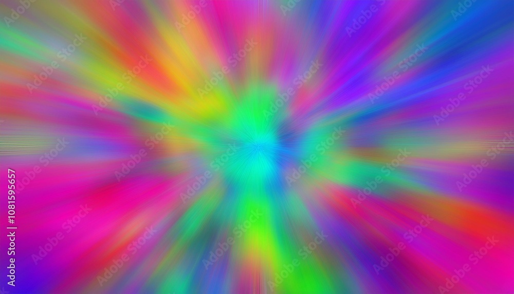 Poster psychedelic, abstract design with radiant colors expanding outwards in a dynamic pattern
