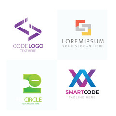 Set of Code Boost Logo designs concept vector, Rocket Code logo template icon vector