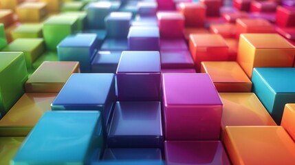 Fototapeta premium A vibrant abstract geometric pattern with colorful squares, as a vibrant and trendy desktop background or for design purposes.