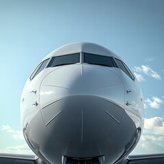 Realistic render of airplane s nose and cockpit windows