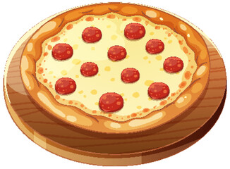 Delicious Pepperoni Pizza on Wooden Board