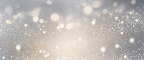 Obraz premium Abstract Christmas holiday background of glitter vintage lights silver and white de-focused effect banner