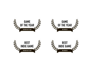 Game award nomination and winner,  best video indie game - black laurel vector icon pack