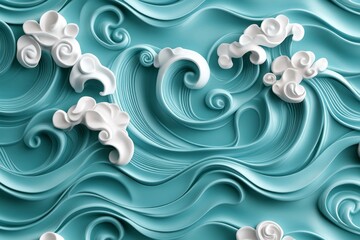 Minimalist wave pattern in light blue shades, symbolizing the calm of summer beaches
