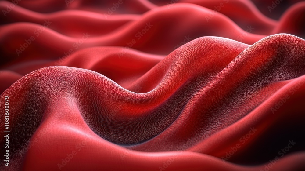 Poster smooth red fabric creating a wave-like texture.