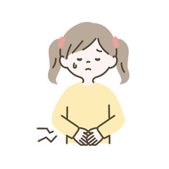 お腹が痛い女の子のイラスト