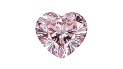 Pink heart shaped diamond isolated on transparent background PNG....