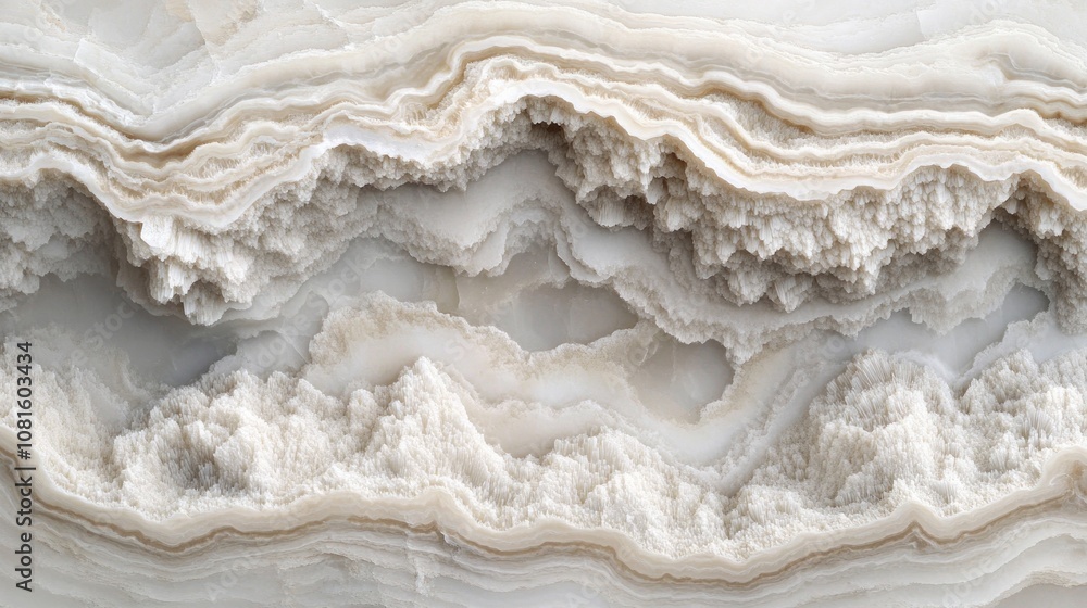Poster white and beige agate with banded and textured patterns.