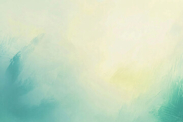 An abstract painting with a gradient of lime green and blue, blurry and grainy in appearance