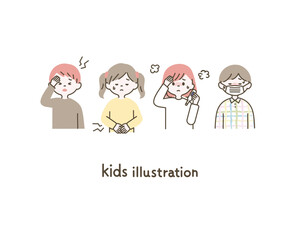 体調不良の子どもたちのイラスト_2