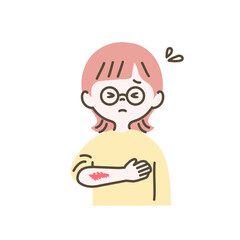 腕を怪我した女の子のイラスト