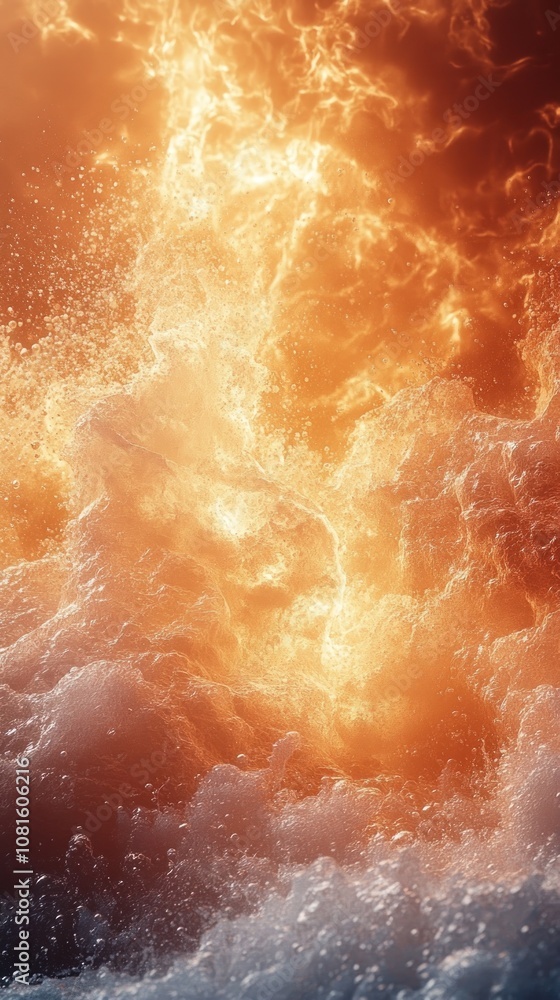 Aufkleber a vibrant display of fiery waves crashing with dynamic energy.