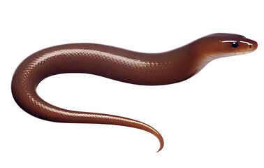 Obraz premium Close-up of a brown worm or a snake on a white background