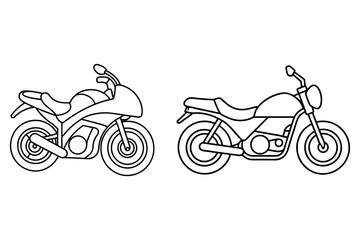 Motorcycle , illustration of a bicycle , silhouette vector set  design art.