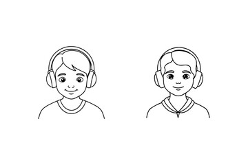 man person with headphone silhouette vector logo icon set headphone advertise.