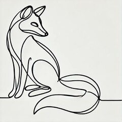 Minimalist Line Art Fox Illustration in Black and White