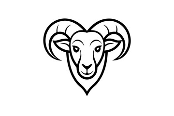 Ram Head Line Art Mascot Logo in Black and White