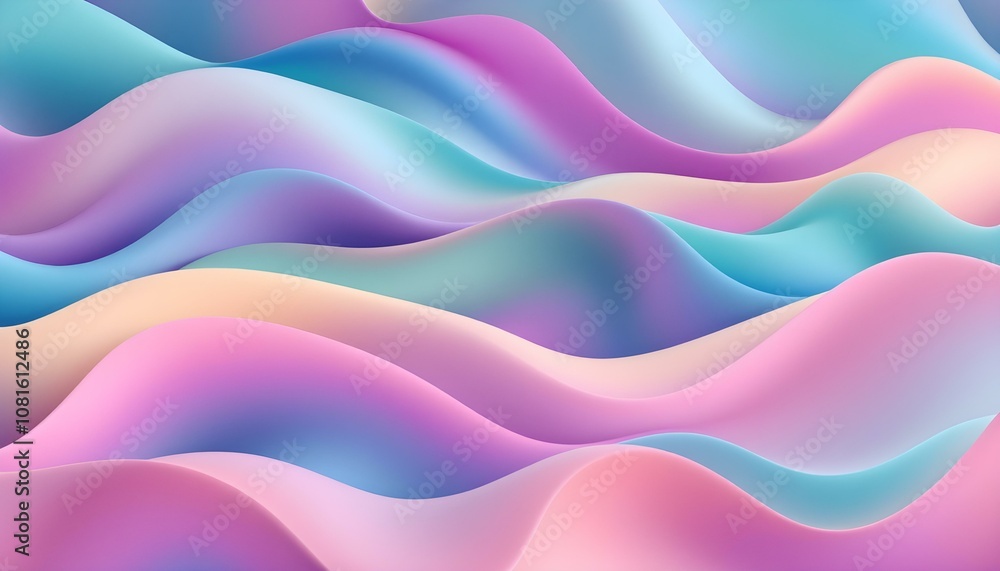 Aufkleber abstract 3d wavy smooth background. multicolor pastel color palette. aesthetic concept. elegant wavy