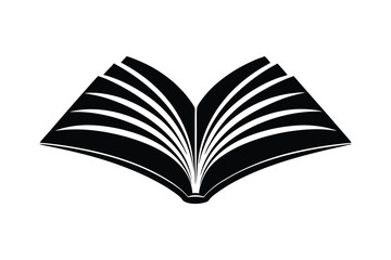 Book Silhouette Icon Vector Illustration - Minimalist Design Symbolizing Reading, Knowledge, and Education for Libraries and Learning