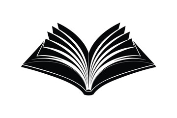 Book Silhouette Icon Vector Illustration - Minimalist Design Symbolizing Reading, Knowledge, and Education for Libraries and Learning