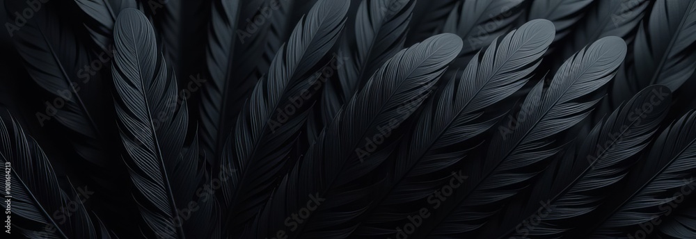 Poster a close up of black feathers, possibly from a bird