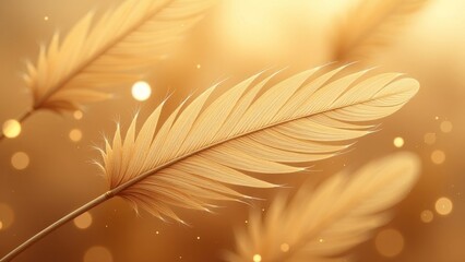 Naklejka premium A close up of a feather with a yellow background