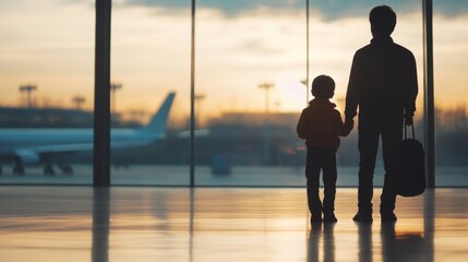 Emotional moments between father and son at the airport  a journey of togetherness