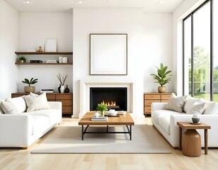 A cozy living room with a gray sofa, pink and white pillows, a round lamp with a warm glow, and a potted plant near a window overlooking a natural outdoor scene.