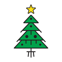 Magical Christmas Tree Flat Icon
