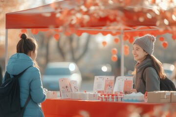 Community Road Safety Event with Enthusiastic Volunteers Engaging Drivers Under Bright Daylight