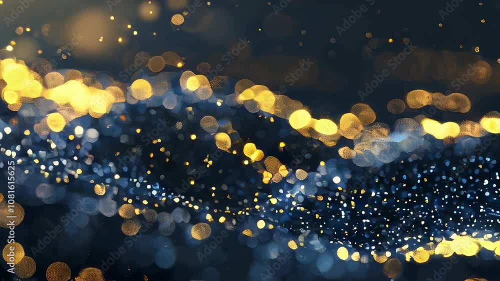 Aufkleber abstract scene of shimmering golden and silver bokeh lights, creating a sense of movement and elegan