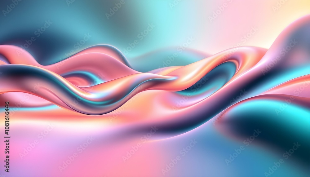 Aufkleber 3d abstract background on a light background, gradient glass with blue dispersion, and iridescent de