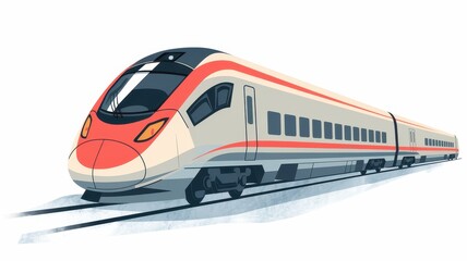 Sleek modern train illustration with white, red, and gray design