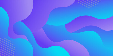 Blue and purple geometric business banner design. Creative banner design with wave shape as template. Simple design on horizontal banner.