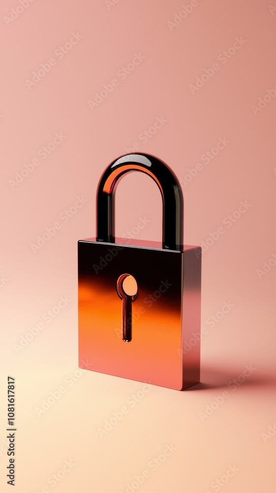 Poster a shiny, modern padlock with a sleek design set against a soft gradient background, symbolizing secu
