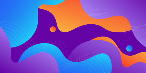Modern dynamic geometric purple, blue and orange wave textured background design in 3D style with bright colors. EPS10
