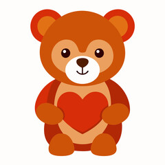 Teddy Bear Holding a Heart Cartoon Illustration