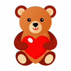 Teddy Bear Holding a Heart Cartoon Illustration