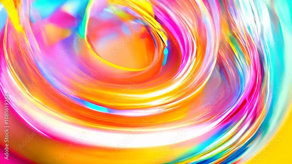 Poster a vibrant swirl of neon colors with motion blur, creating a dynamic and energetic abstract effect on