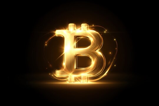 Golden bitcoin icon virtual currency concept digital finance dark background futuristic viewpoint cryptocurrency symbolism