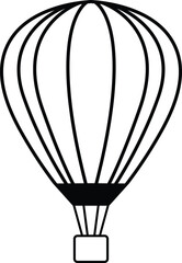 Hot Air Balloon with Basket Line and Silhouette