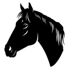 Horse head silhouette in drawing line design. Vector  illustration on a white background