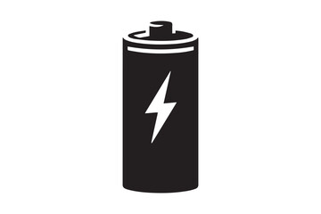 battery Energy and thunder lightning bolt vector silhouette isolated in white background