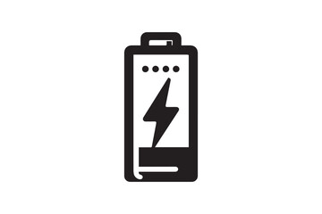 battery Energy and thunder lightning bolt vector silhouette isolated in white background