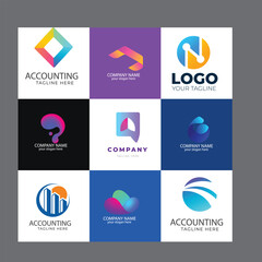 Flat design accounting logo collection flat design accounting logo template collection
